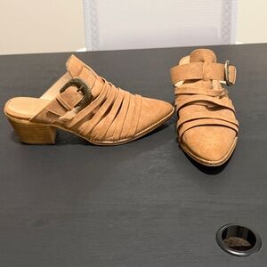 Stylish Tan Buckle Mules for Women